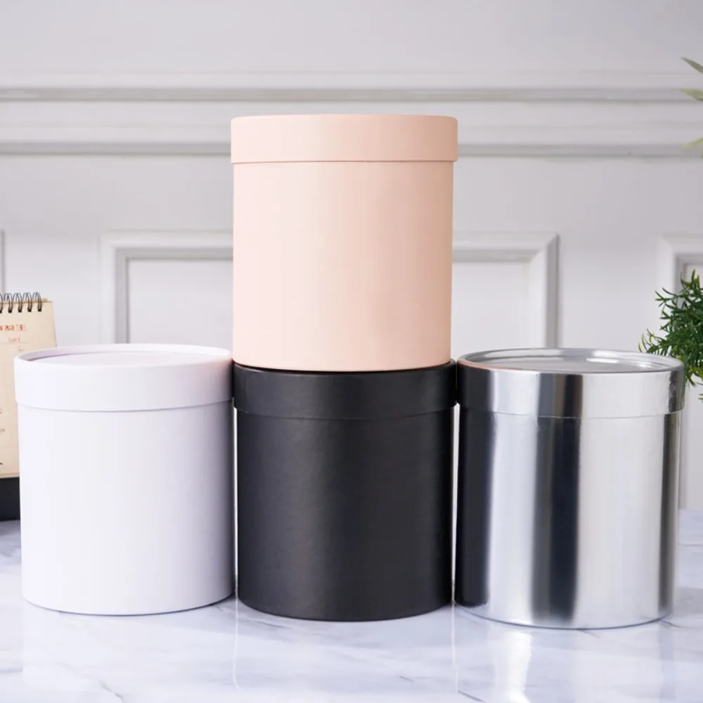 

Новая круглая подарочная коробка с цветком, большая однотонная подарочная упаковка, бумажная коробка, ведро с цветочной композицией, День святого Валентина