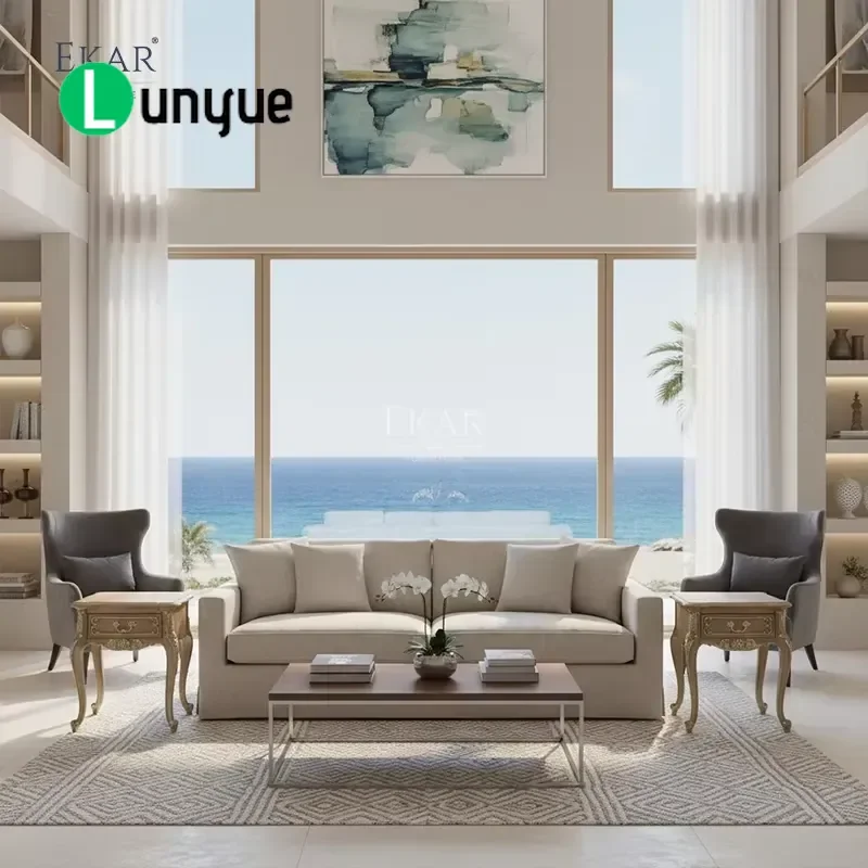 Square Coffee Table with Inlaid Top and Grooved Legs for Living Room Hampton Estate Style Modern Furniture Home Decor