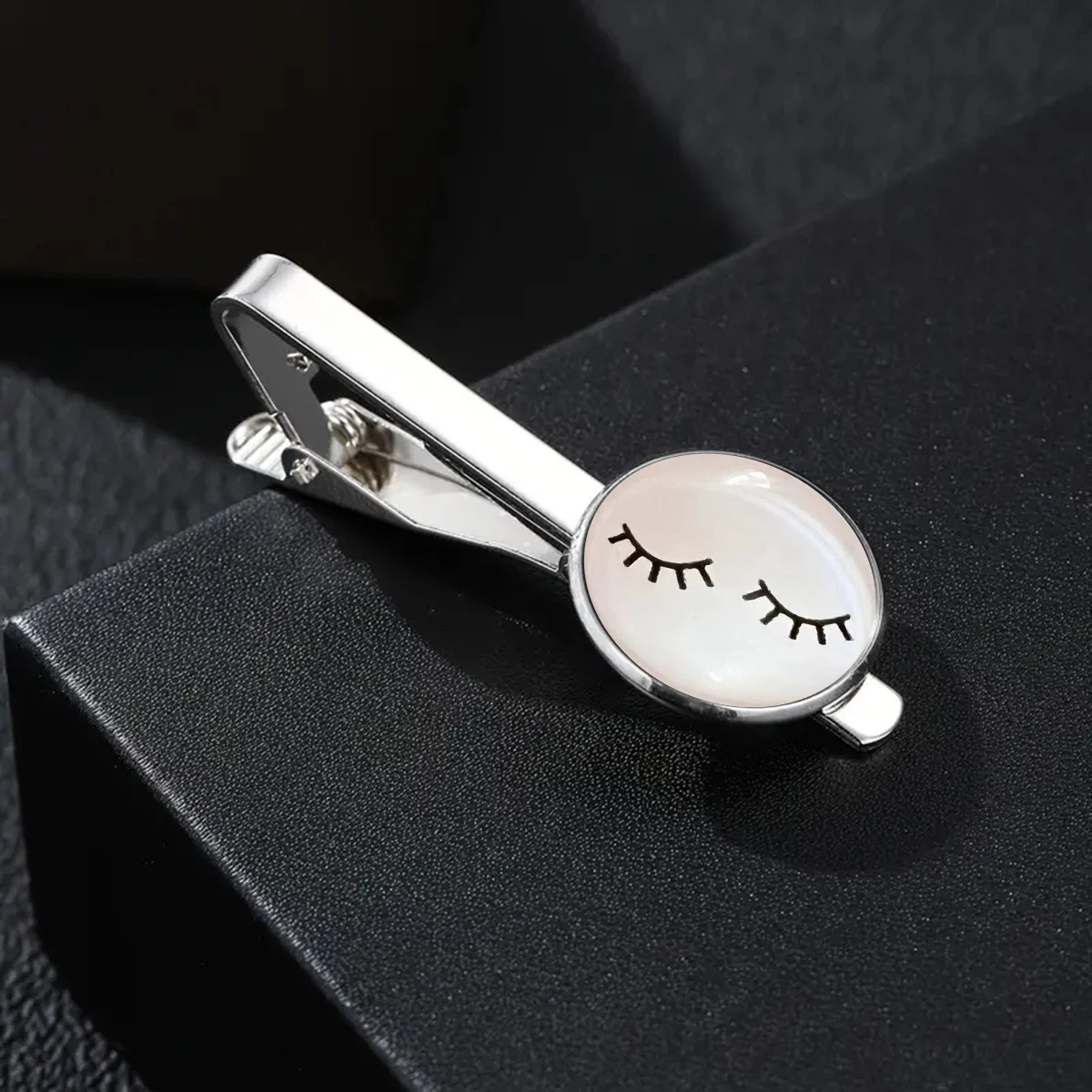 New High Quality Copper Eyelash Tie Clip Pink White Men's Business Tie Pin Women Fashion Jewelry Birthday Gift
