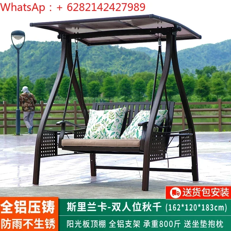 

Outdoor swing chairlift, outdoor villa courtyard double rocking chair, adult solar cast aluminum alloy balcony, swing home