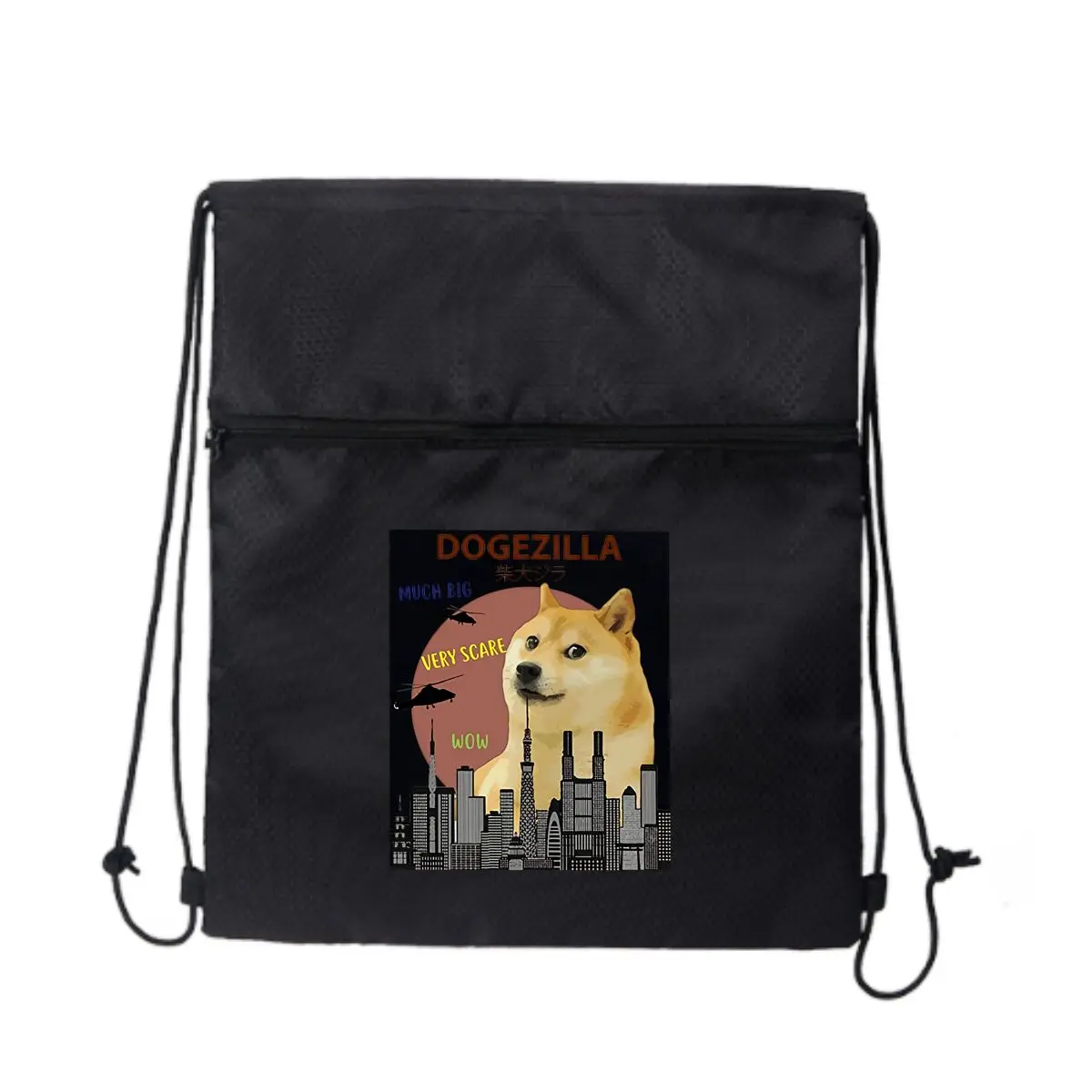 

Dogozilla Much Big Very Scare Wow дизайн с черным рюкзаком на молнии Shiba Inu, легкий для прогулок по природу