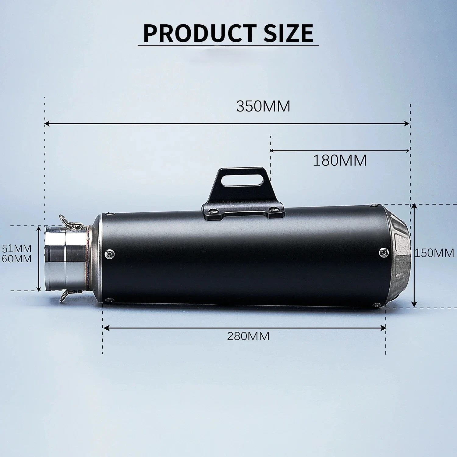Custom Size 51mm/60mm Universal Stainless Steel Motorcycle Exhaust System Black Snap Retrofit Muffler R3 R6 CBR650 ZX4R ZX6R