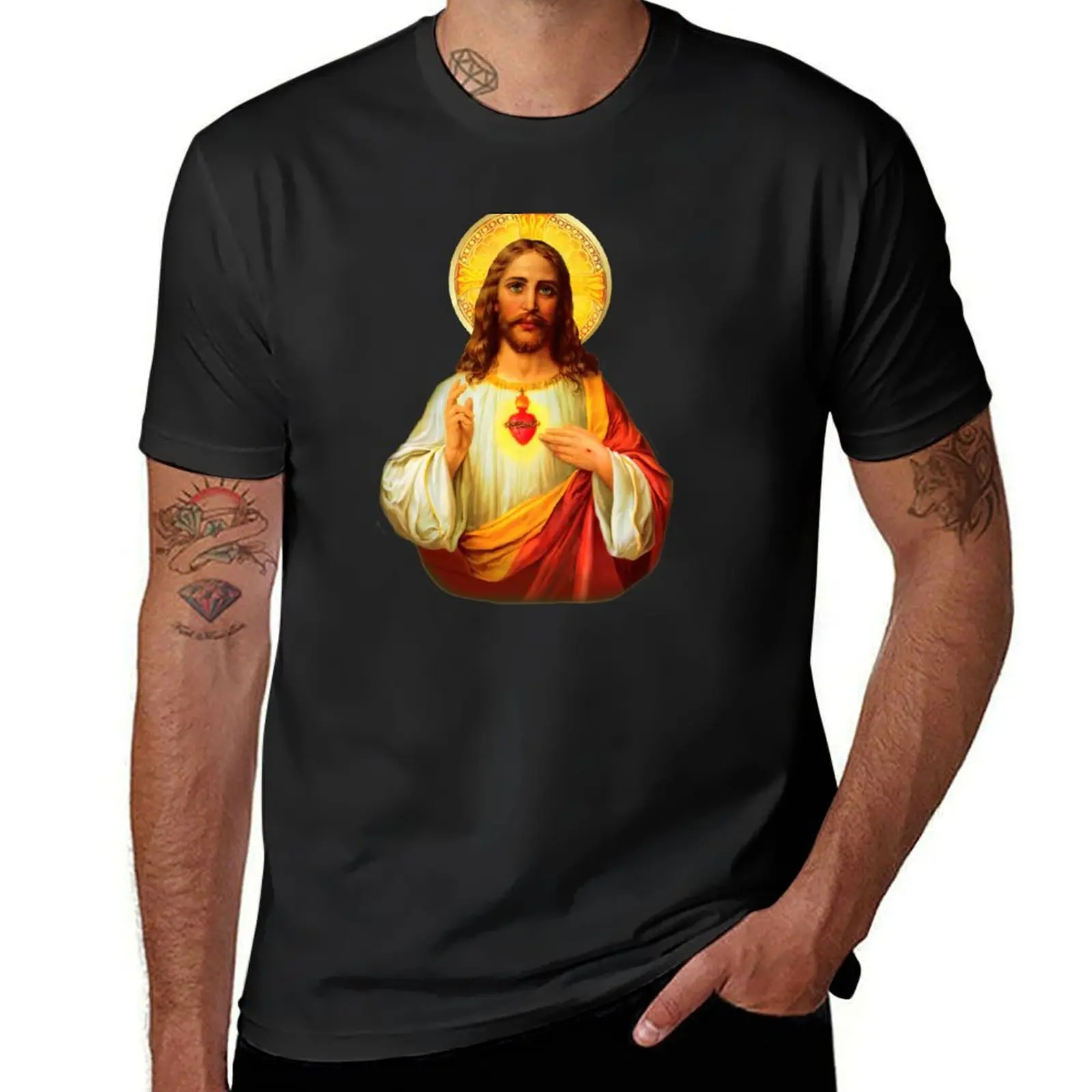 Sacred Heart of Jesus Catholic Detente Sagrado Corazon de Jesus 080320 T-Shirt korean fashion T-shirt men