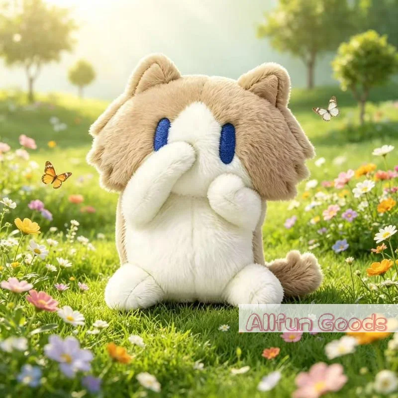 [TG835]Soft Fluffy Cat Plush Stuffed Toy Adorable Shy Look Ultra Soft Fabric For Kids Birthday Gifts Home Decor