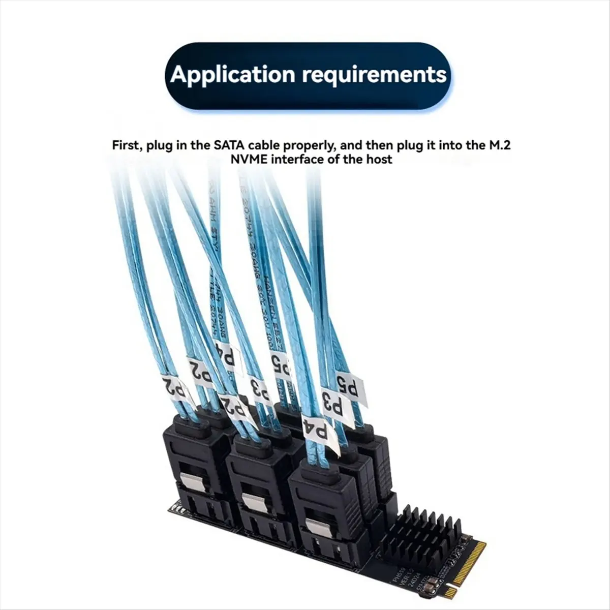 OKgood M.2 M KEY NVMe to 9 Ports SATA Convert Card SATA 3.0 Extend Adapter PCIE 3.0 X2 Hard Disk Capacity High Speed Expansion