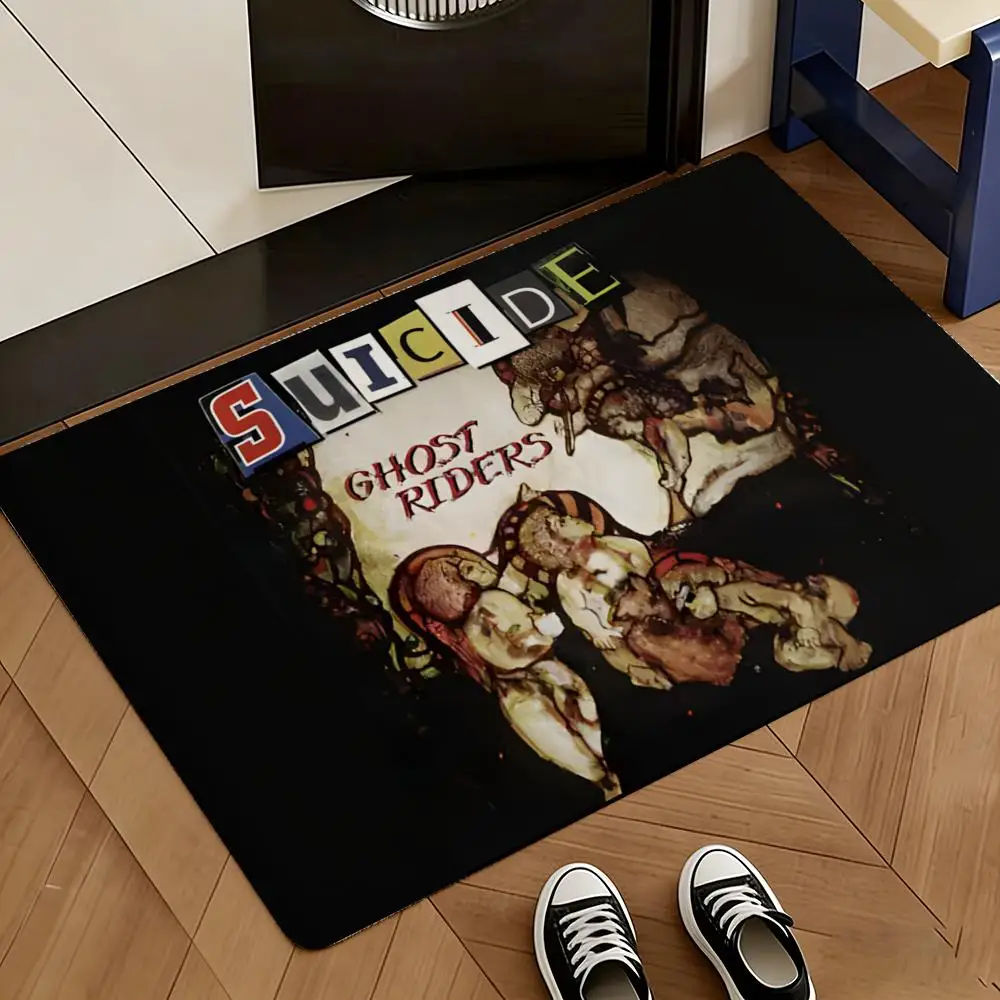 No Wave S Ghost Rider why be blue Floor Mat Soft Flannel Rug Non-Slip Absorbent Mat for Bathroom Bedroom Home Decor