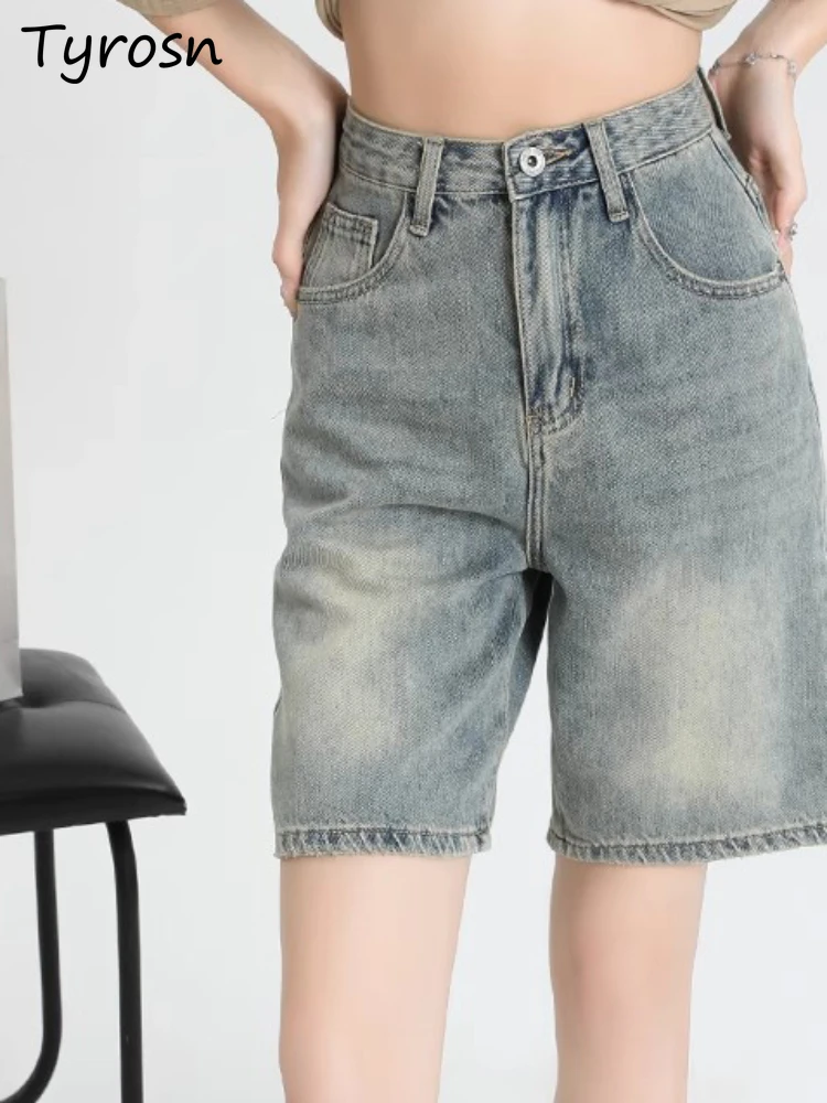 

Summer Slouchy Women's Shorts Japanese Style Versatile Creativity Vitality Schoolgirls Commuting Denim Streetwear Fashion Basic