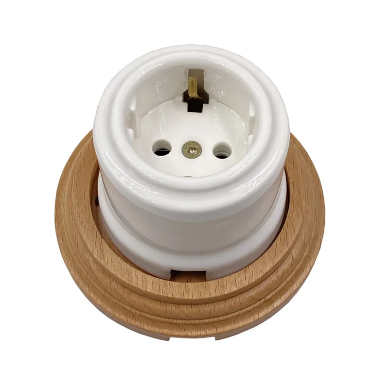 Home Improvement Ceramic Socket Wall Electrical EU Socket Ceramic Switch AC 15A 110-250V