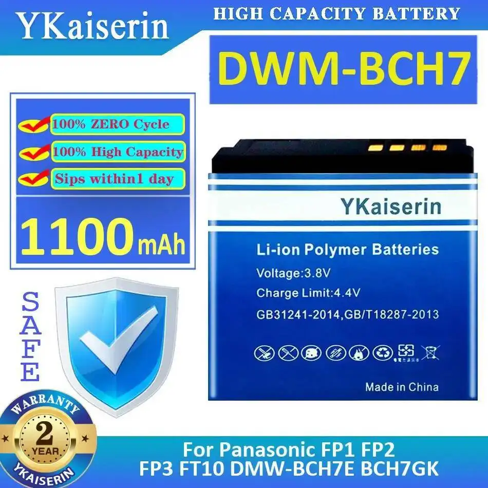 

1100Mah Safe Camera Battery Durable For Panasonic FP1 FP2 FP3 FT10 Dmw-BCH7E BCH7GK Dwm-BCH7