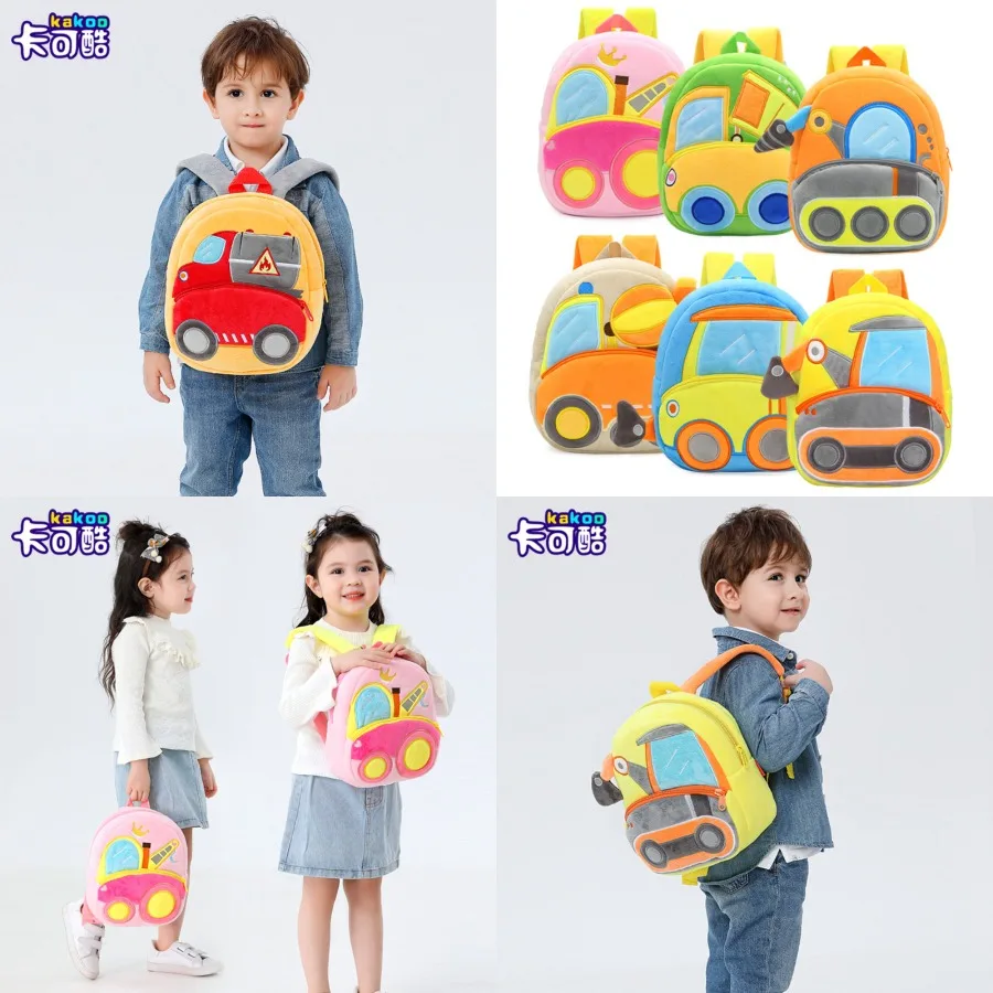 

【Новый стиль】Серия детских школьных рюкзаков в виде строительной техники, милые рюкзаки-экскаваторы, плюшевые рюкзаки для мальчиков и девочек 2-4 лет.