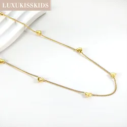 LUXUKISSKIDS Heart Necklace Bracelets For Woman Dainty Small Love Charms Clavicle Choker Jewelry Sets Stainless Steel New Trendy