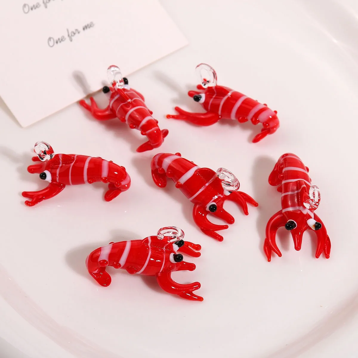 

Camal 1PCS Glass Red Lobster Mini Figurine Pendant Crayfish Prawn Shrimp Statue Ornaments Aquarium Decor DIY Jewelry Making Part