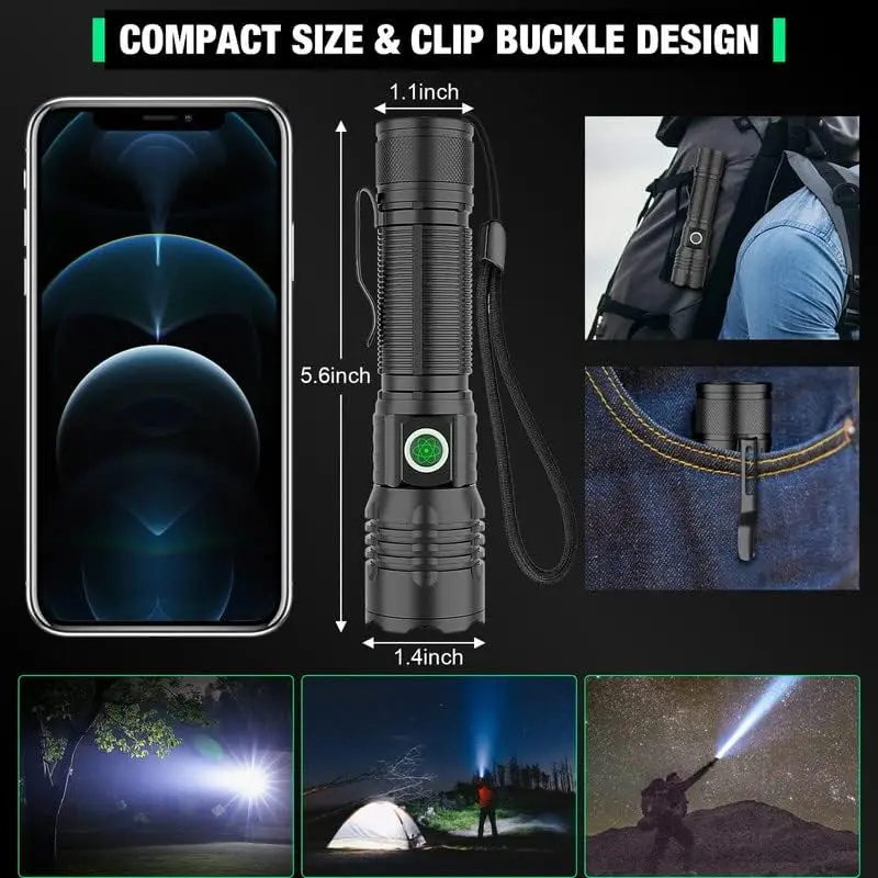 Outdoor Strong Light Flashlight Multi functional Zoom Portable Charging Flashlight Super Bright Long Range Shooting Flashlight