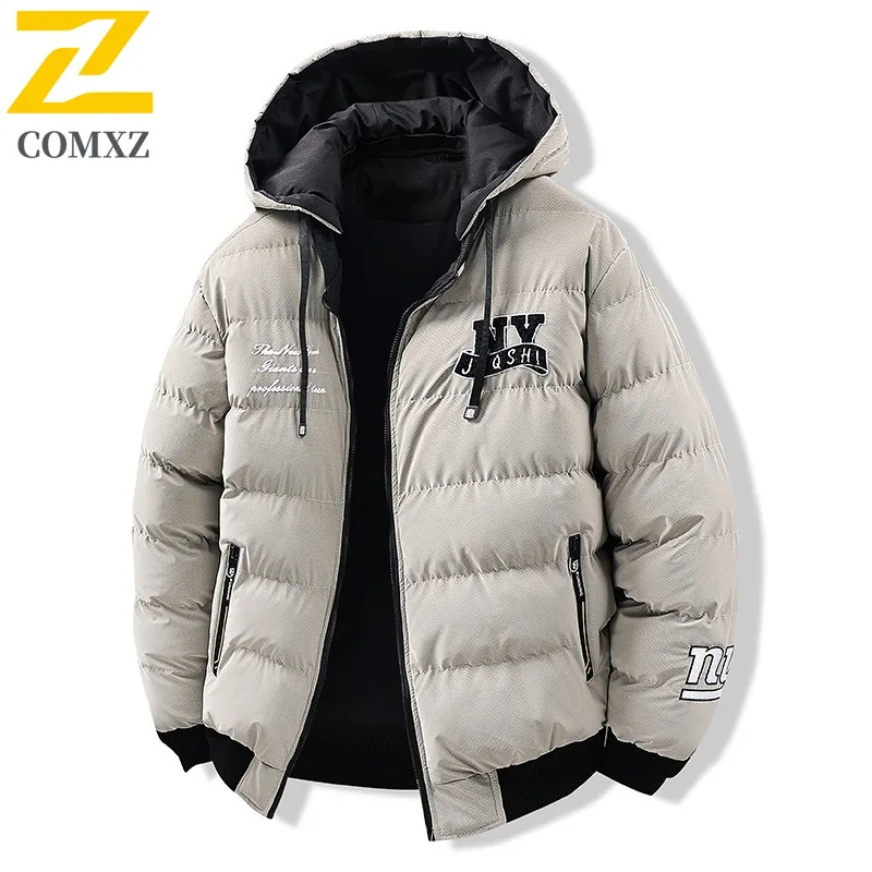 COMXZ 2025 Reversible Thickened Hooded Winter Jacket Waterproof Windproof Outdoor Sports Korean Style Tactics Puffer Cotton-padd