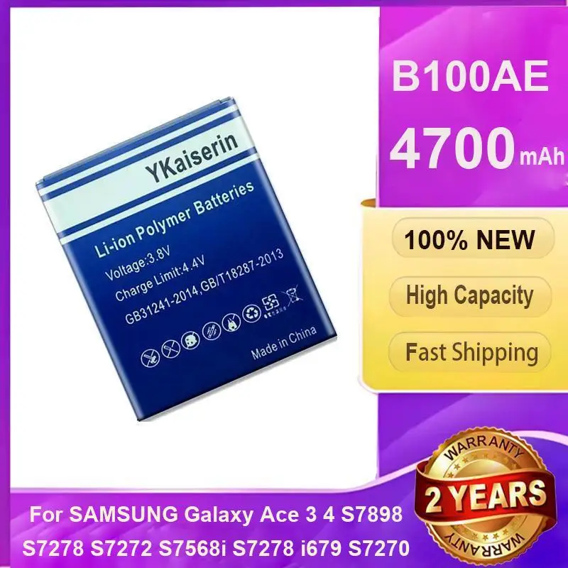 

Battery B100AE 4700mAh For Samsung Galaxy Ace 3 Ace 4 S7898 S7278 S7272 S7568i S7278 i679 S7270 S7262 i699i G313H G318h
