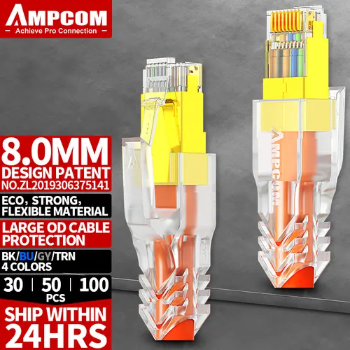 AMPCOM RJ45 Ethernet Network Cable Strain Relief Boots Cable Connector Plug Covers for CAT8 CAT7 CAT6A CAT6 CAT5E CAT5 - Image 9