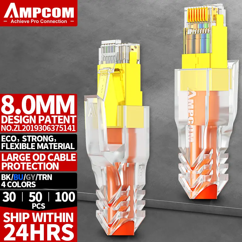 AMPCOM RJ45 Ethernet Network Cable Strain Relief Boots Cable Connector Plug Covers for CAT8 CAT7 CAT6A CAT6 CAT5E CAT5 - Image 9