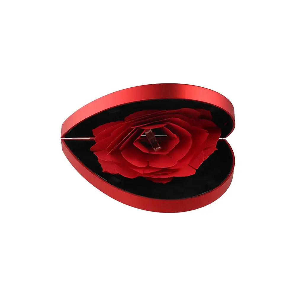 Heart Shape Rose Flower Ring Box Storage Box Jewelry Packaging 3D Ring Display Holder Specially Designed Ring Case