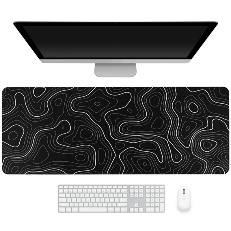 Topographic Contour Extended Big Mouse Pad Computer Keyboard Mouse Mat Mousepad With 3Mm Non-Slip Base