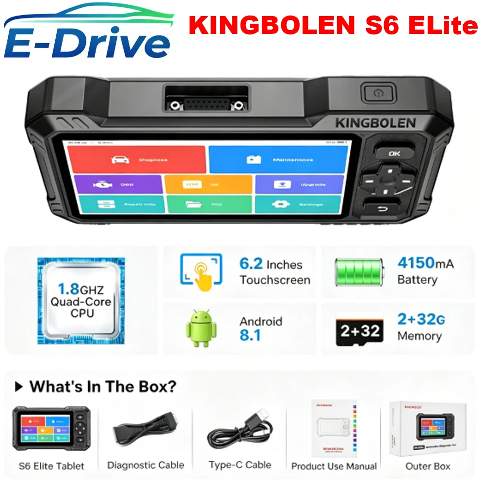 2026 KINGBOLEN S6 Elite  Upgraded of S6 Bidirectional Scanner CANFD 15 Resets,Full System Car Diagnosis Lifetime Free Use