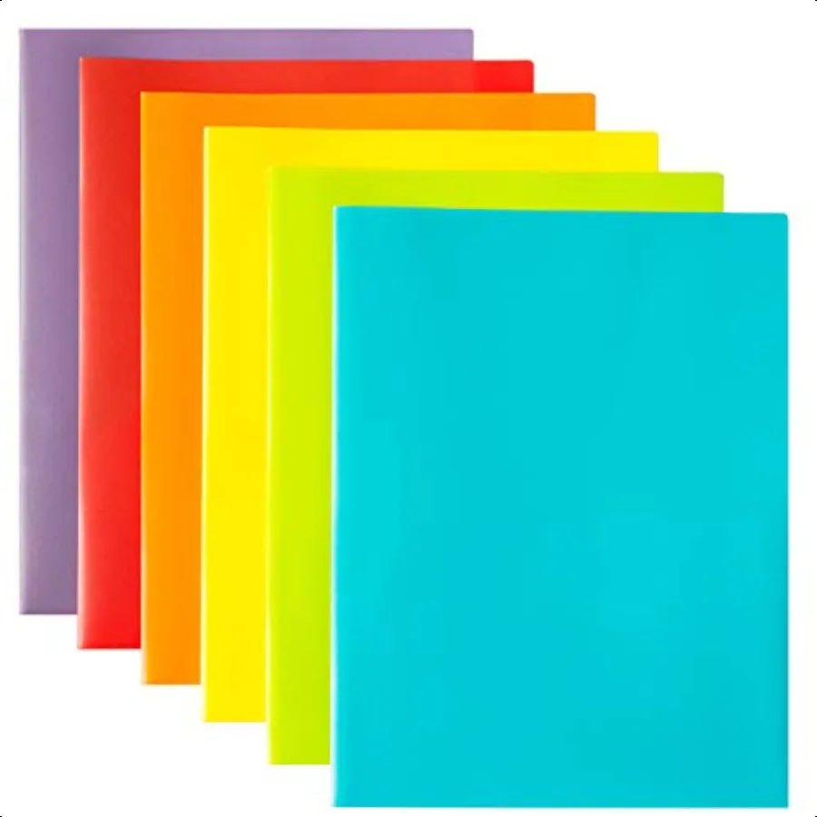 

12 Pack Plastic Pocket Folders Heavy Duty Plastic 2 Pocket Folder in 6 Colors