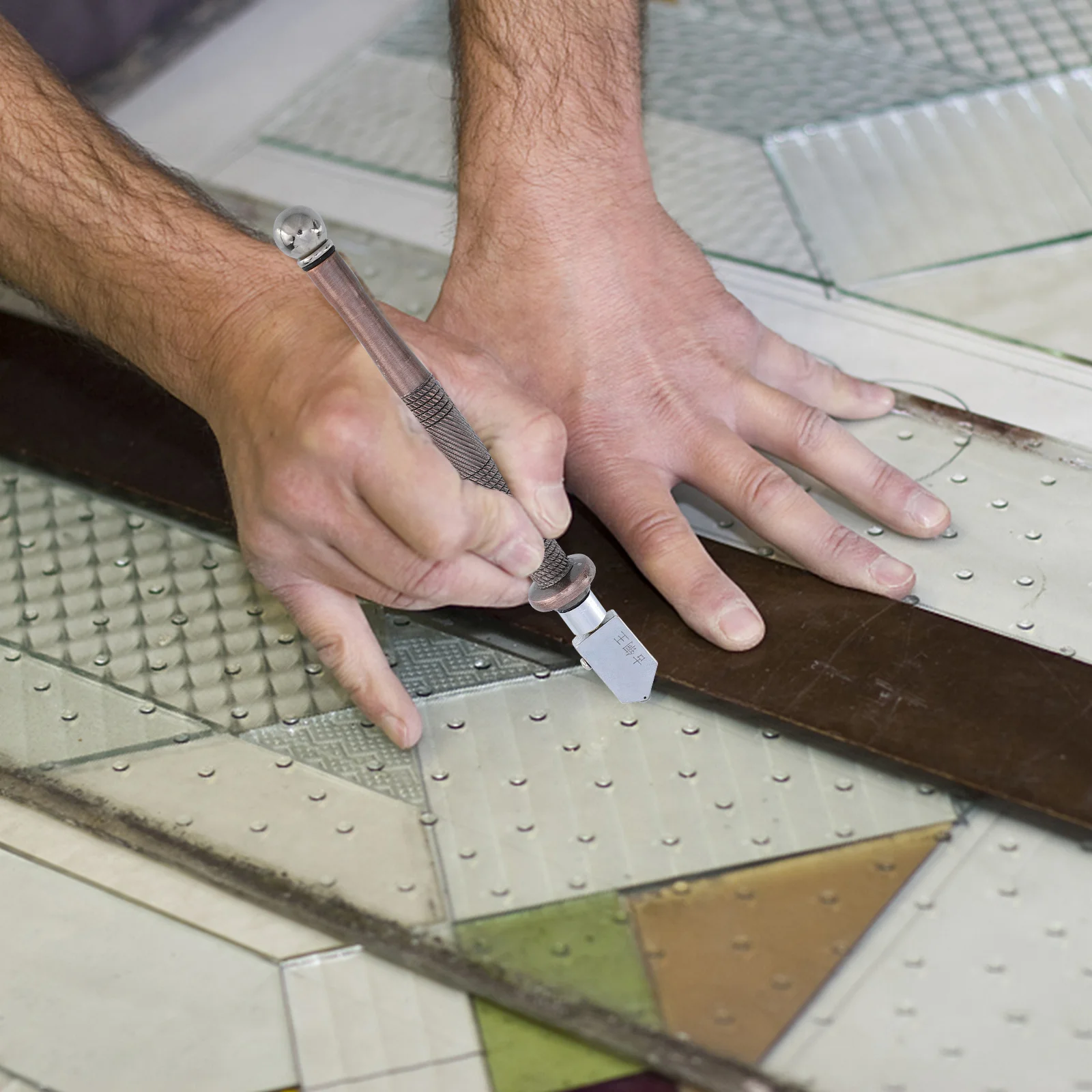 قاطع زجاجي بمقبض مريح غير قابل للانزلاق مناسب لقطع الزجاج والبلاط أداة قطع البلاط سهلة الاستخدام #5