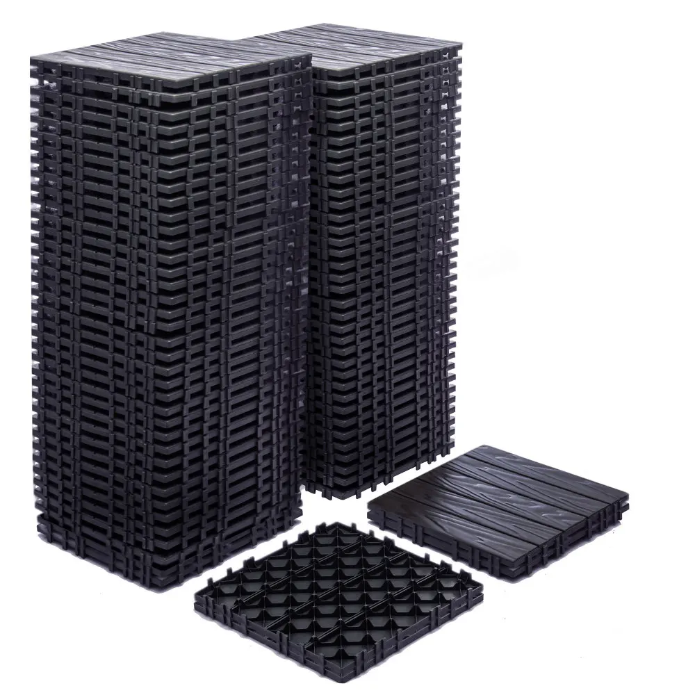 

68-Pack Plastic Interlocking Deck Tiles 11.42x11.42 Inch Durable Waterproof for Indoor Outdoor Use 61.6 Sq.Ft Coverage