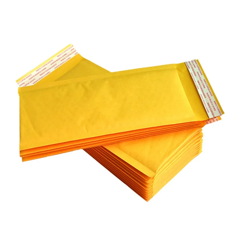 13x26cm Padded Shipping Packing Bag Yellow Kraft Bubble Wrap Jewelry Postage Bags Shockproof Bubble Mailer Small Business 50PCS