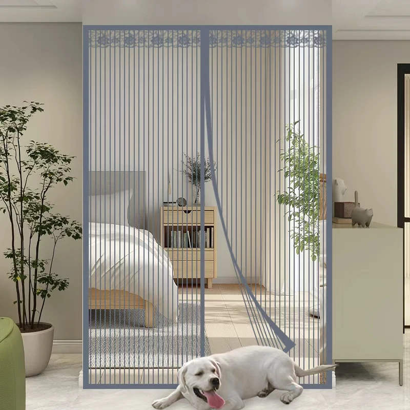 Summer Extra Large Size Diamond Wire Grey Anti-Cat-Dog Scratching High-Definition Magnetic Anti-Mosquito Door Curtain