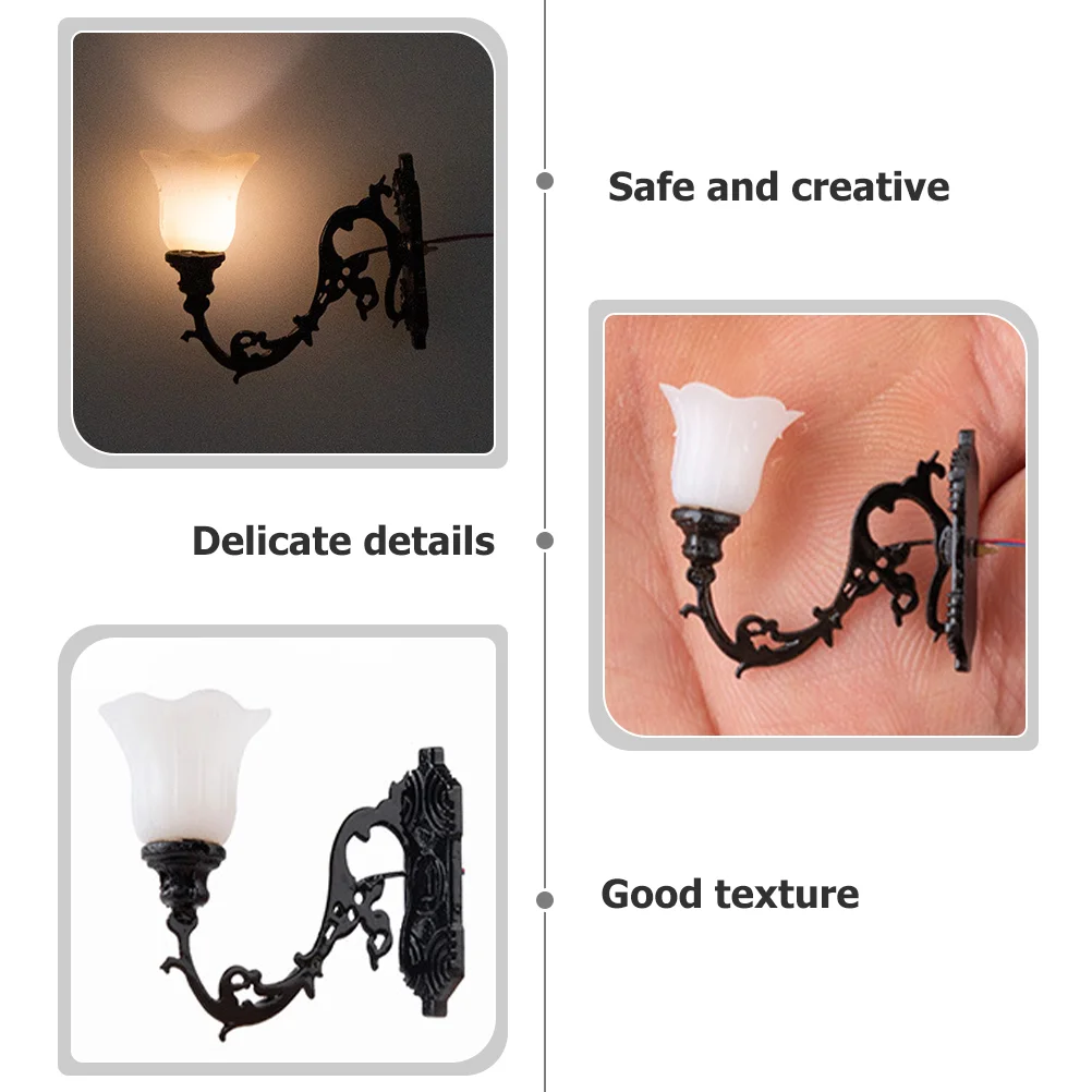 4 Pcs Exterior Dollhouse Wall Light outside Lamps for Sand Table Decorative Mini Model Miniatures