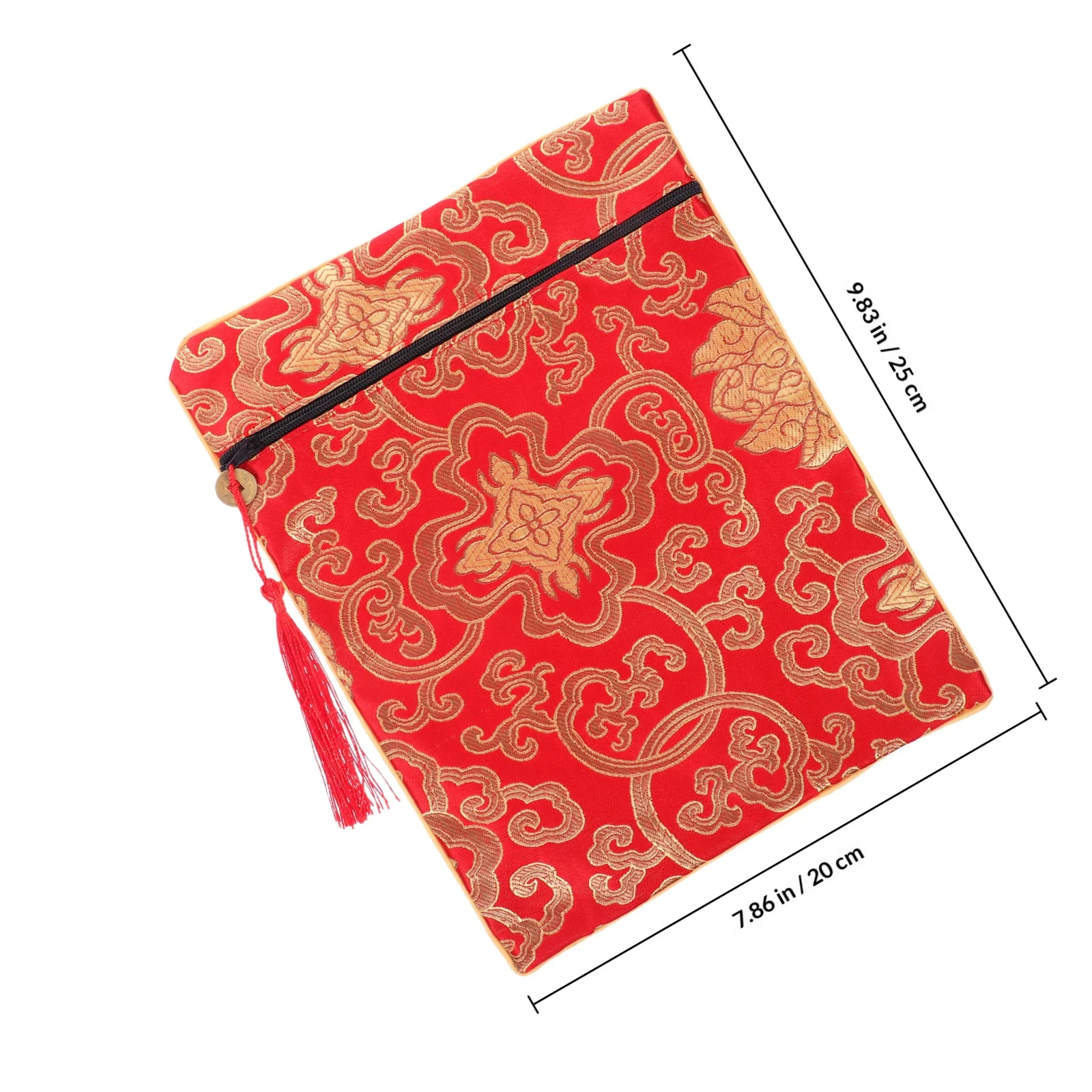 20x25cm Buddhist Book Cloth Bag Yellow Embroidered Dragon Pattern Scripture Pouch for Zen Church Texts Storage Carrier