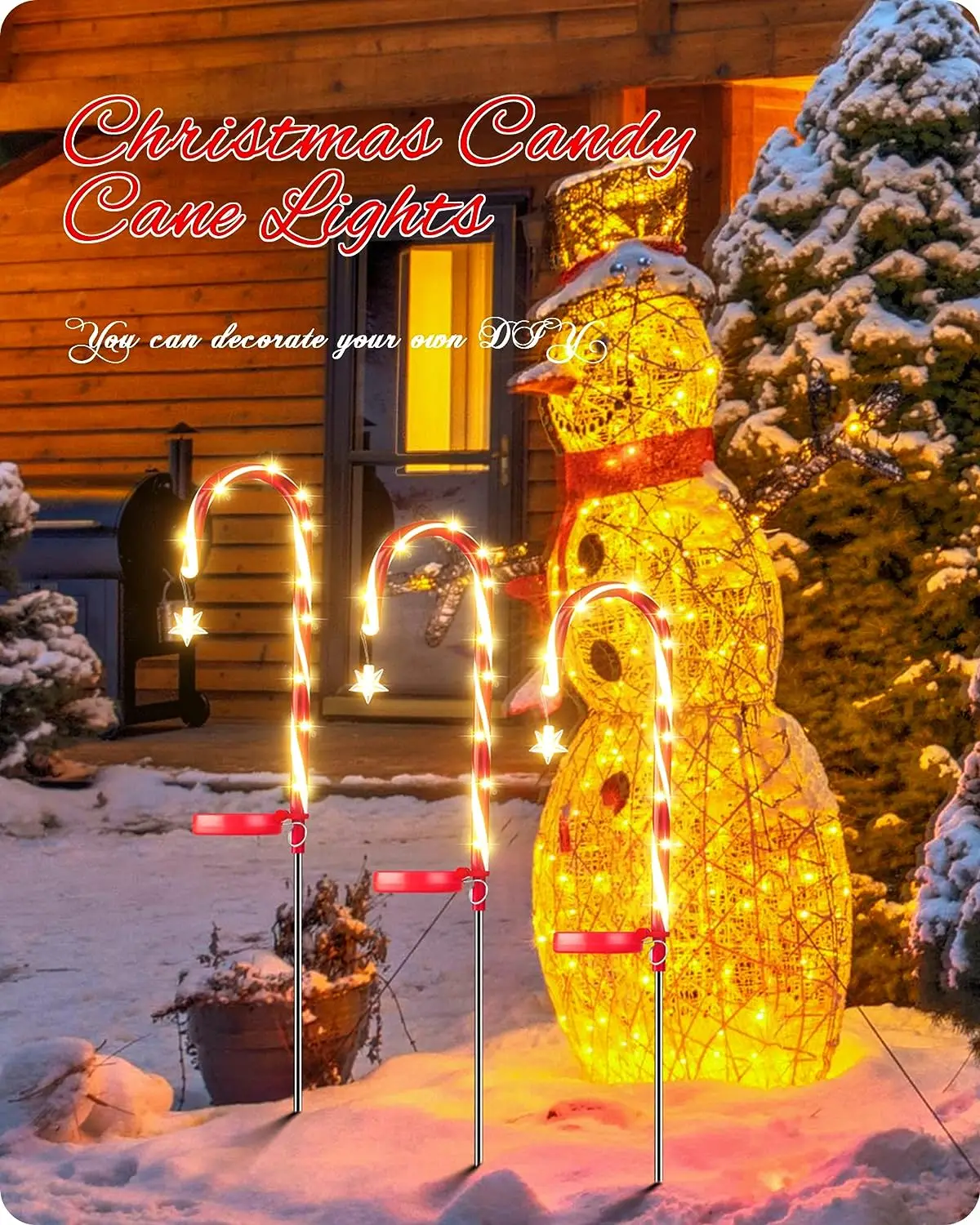 Solar candy Cane lights Christmas Yard lights Outdoor waterproof led Garden View Festive decor Ambiance Lawn lights