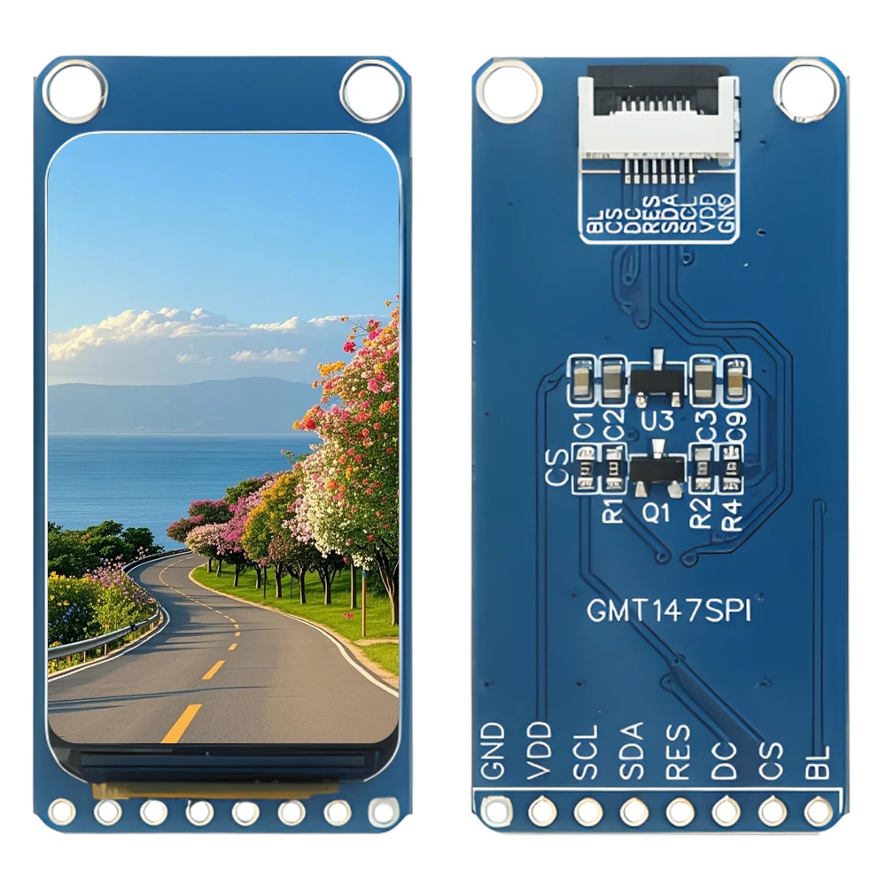 Módulo de exibição LCD TFT de 1,47 polegadas ST7789 Driver 172 * 320 IPS Interface SPI de visão completa com módulos de exibição de 8 pinos