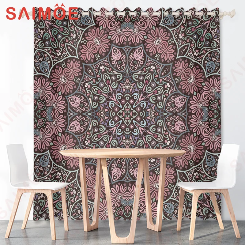 Bohemia Curtain Set India Mandala Flower Geometric Printed Bath Curtains Wall Screen Living Room Bathroom Kitchen Home Decor