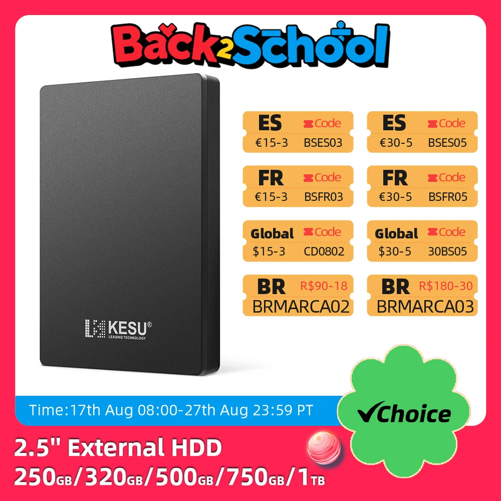 

KESU hdd External Hard Drive 2tb/1tb/500gb Portable USB Hard disk disc removable External memory storage for tablets computer