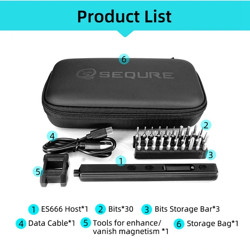 SEQURE ES666 Precision Electric Screwdrive Portable Power Tool Support Sensing Fixed Automatic Working Mode For RC Models