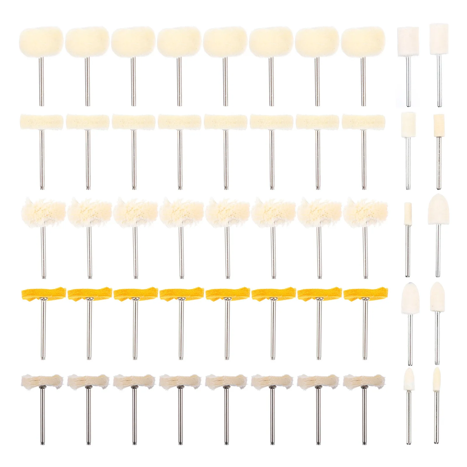 50Pcs Wool Polishing Wheel Set Versatile Buffing Head Kit for Jade Ceramic Glass Wood Metal Delicate Materials Low Speed
