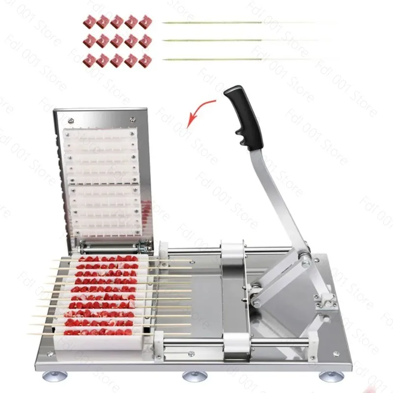 Manual Barbecue Kebab Skewer Stainless Steel Meat Lamb Skewer Machine Barbecue Kebab Piercer Meat String Machine