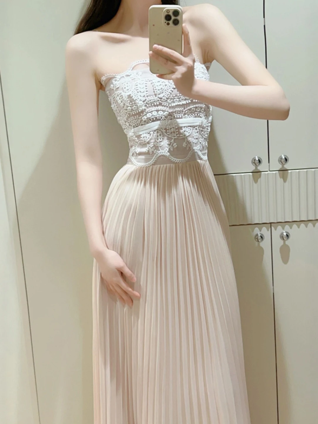 

Женская приталенная юбка с кружевной вставкой, высокая талия, коллекция Gentle Sle Spring, из смесового хлопка, не выцветает