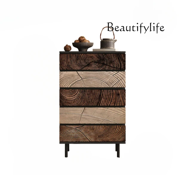 

Italian light luxury chest of drawers, living room against the wall integrated storage antique solid wood carving drawer cabinet