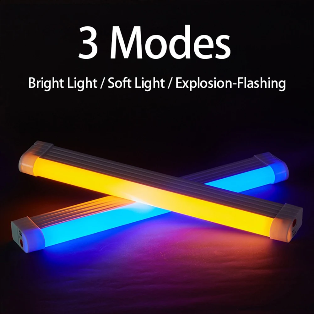 Portable Super Bright LED Tube USB Rechargable Outdoor Camping Night Light Photography Fill Light with 3 Color Adjustable