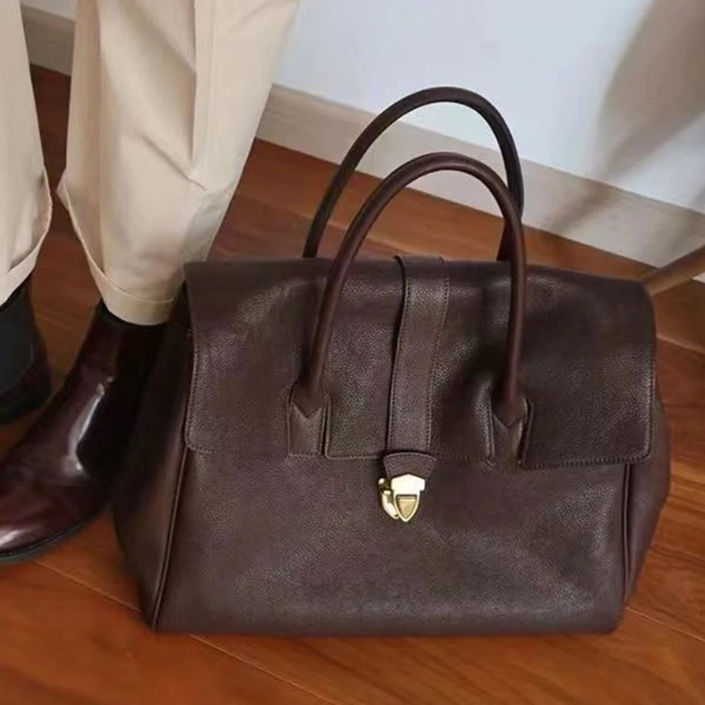 

Large Tote Bag for Women With Pockets Top-handle Bag PU Leather Solid Color Handbag Commuter Purse for Travel Shopping