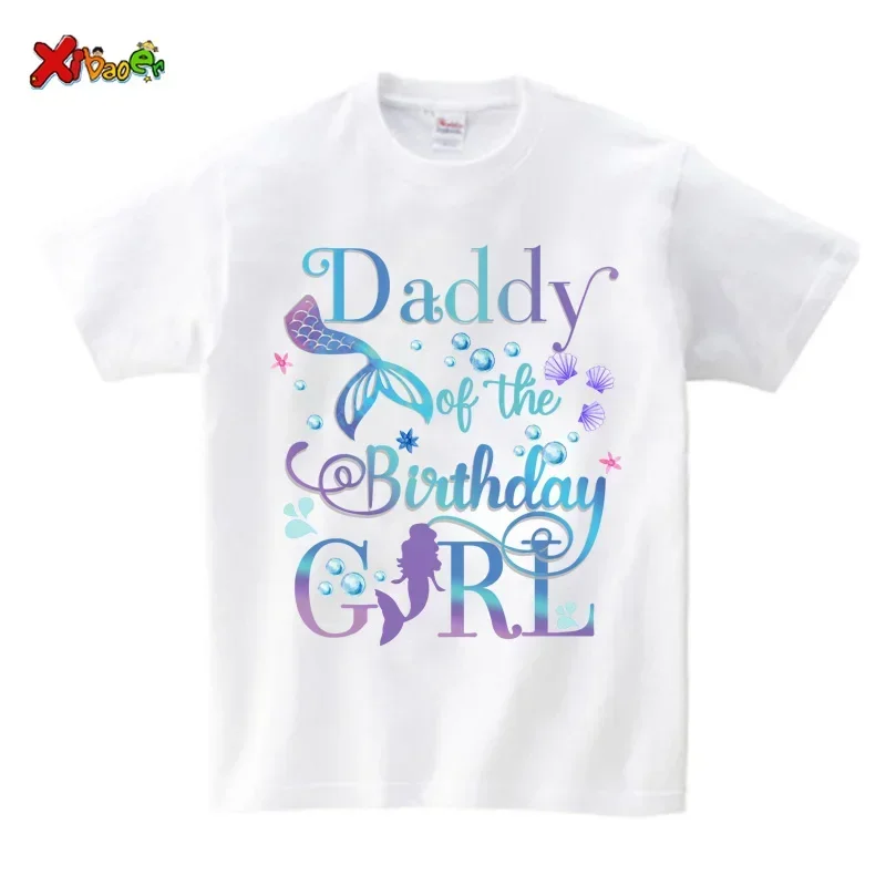 Mermaid Birthday Family Shirt for Girl Party Matching Clothes Outfit Kids Clothes Baby Jumpsuit Personalized Name Tshirt Outfit