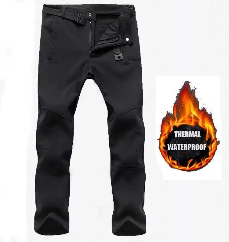 Männer Winter Herbst Softshell Fleece Taktische Hosen Militär Kampf Wasserdichte Thermische Wandern Camping Klettern Jagd Hosen – Detail 8