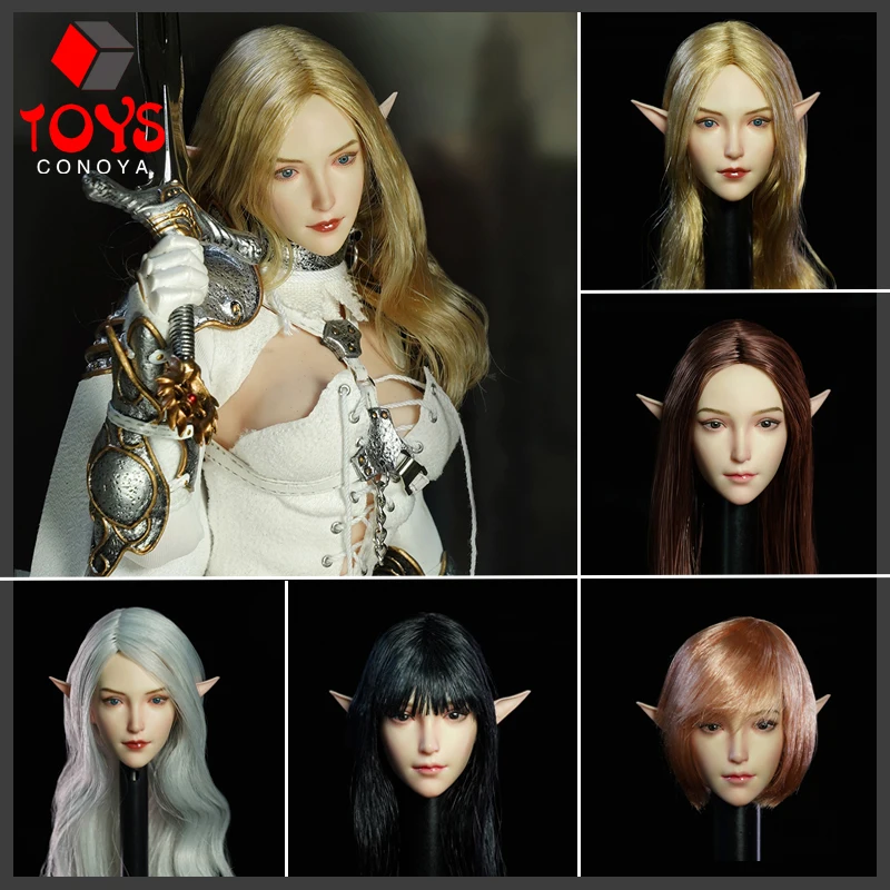 

SUPER DUCK SDH021 1/6 Scale Female Elf Ears Head Sculpt Carving Fit 12" Soldier Pale Skin Action Figure Body Model Dolls