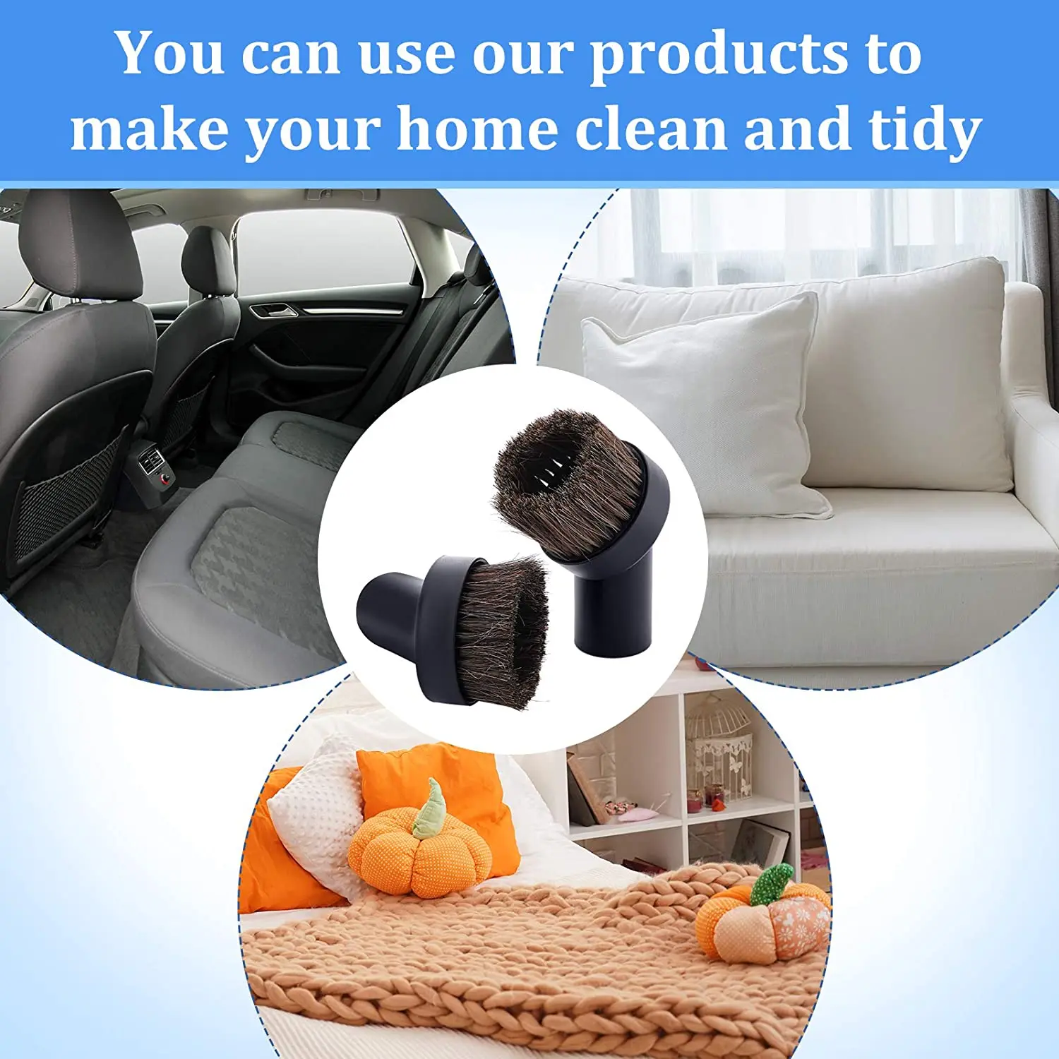 

BAAO-32Mm Round Dust Brush, Black Horse Hair Vacuum Cleaner Attachment Replacement