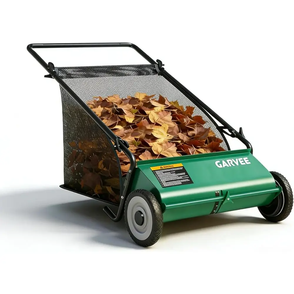 

Push Lawn Sweeper,26-Inch Width Enhanced 4-Brush System with Large 7 cu. t. Hopper Bag, Ideal or Yard and Garden Cleanup, Green