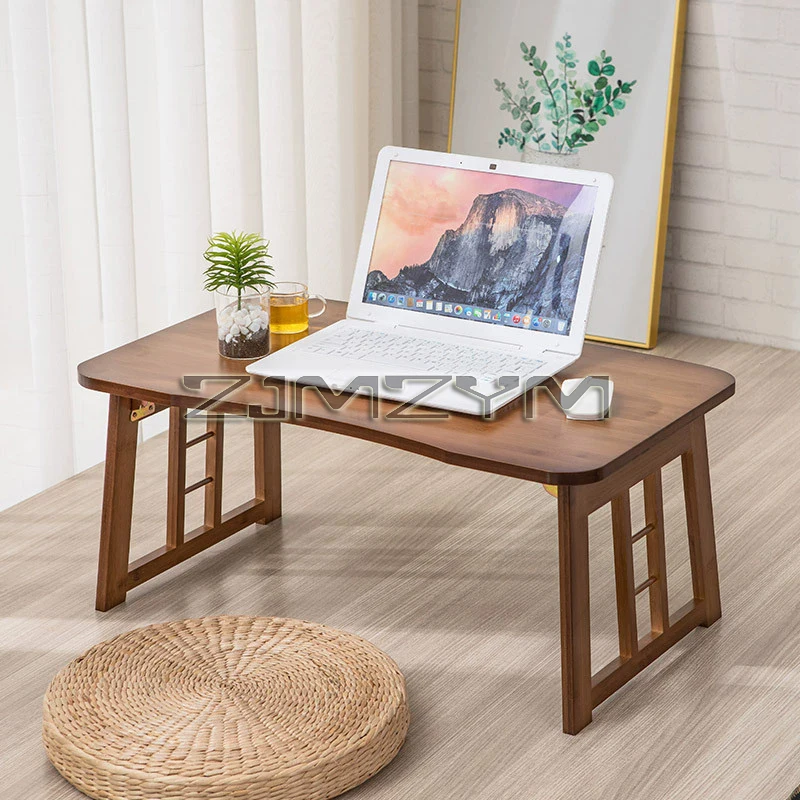 Space-saving Folding Coffee Table Window Sitting Low Table Bamboo Floor Desk Multifunction Tea Table