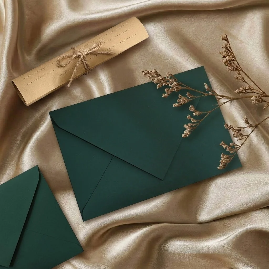 

200g Thick Dark Green Premium Aesthetic Envelopes for Wedding Baby Shower Birthday Greeting Card Invitation