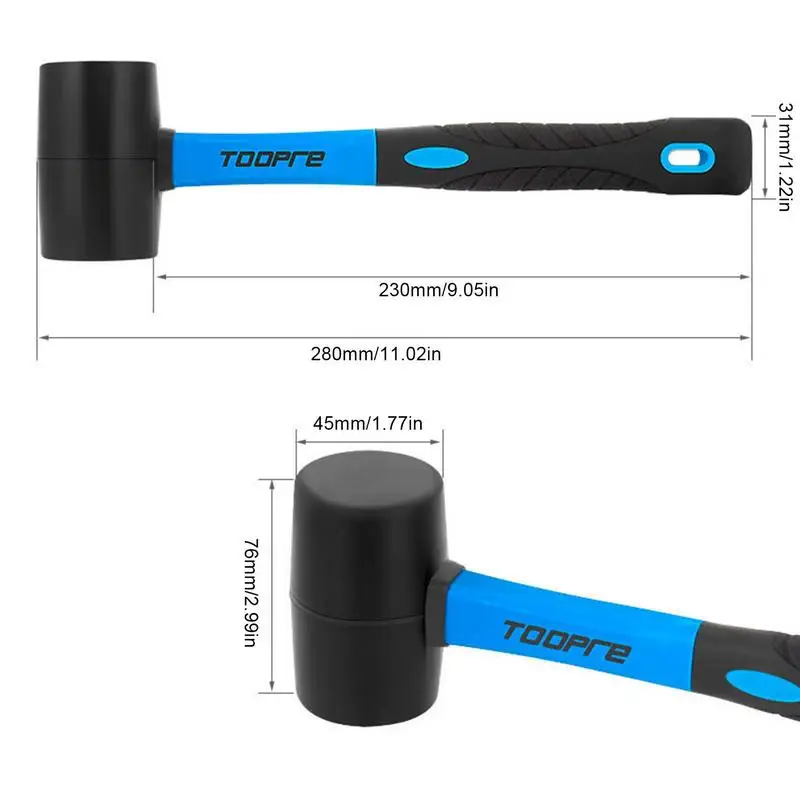 Rubber Hammer Fiberglass Handle Bike Mallets Soft Hammer Bike Mallets For Woodworking Camping Tent Stakes Solid Rubber Hammer